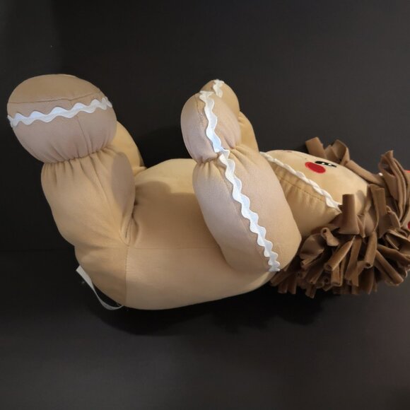 Dan Dee Christmas Gingerbread Girl Stuffed Plush Tan w/ White Trim & Red Bow - Picture 2 of 8